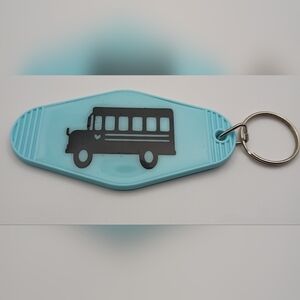 Motel Keychain Custom Retro Styled Blue And Black Bus Life Keychain Keyring